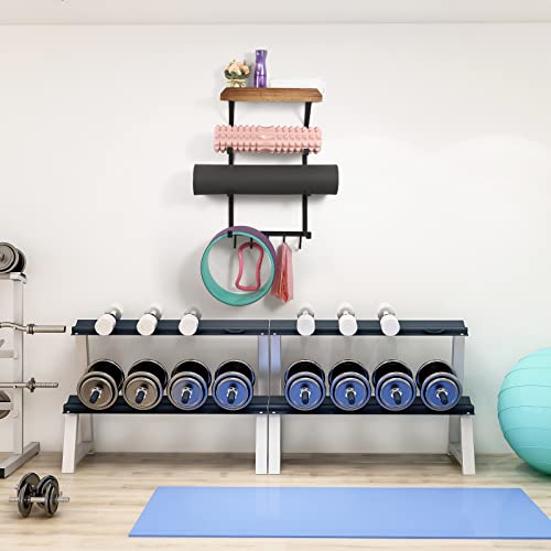 DOCMON Wall Mount Yoga Mat Rack with Accessories