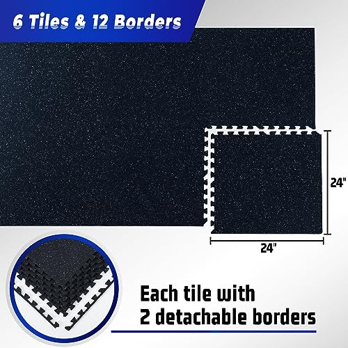 6-Tile Rubber Exercise Flooring Mat for Home Gym