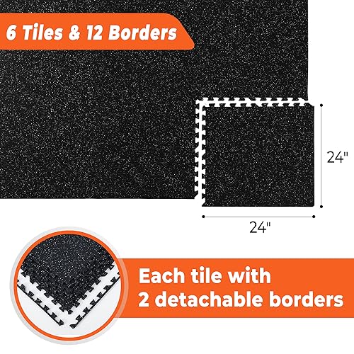 Superjare 0.4" Interlocking Rubber Gym Flooring Tiles