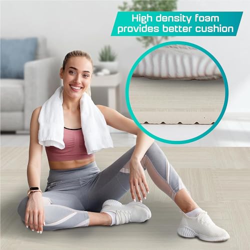 Yes4All Interlocking Foam Gym Floor Mats - Walnut Wood