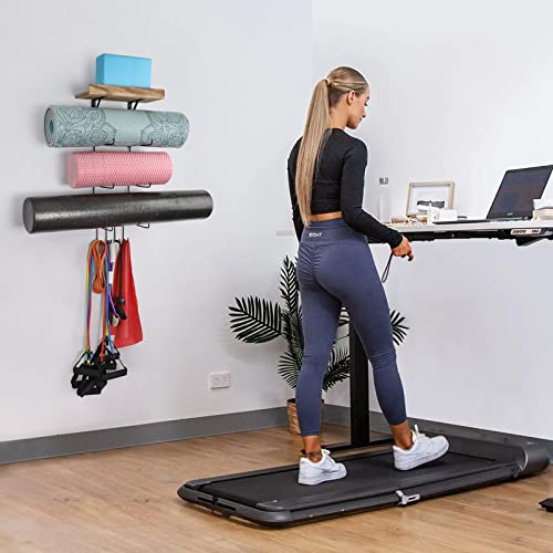 Yoga Mat Holder Wall Mount Organizer with Hooks