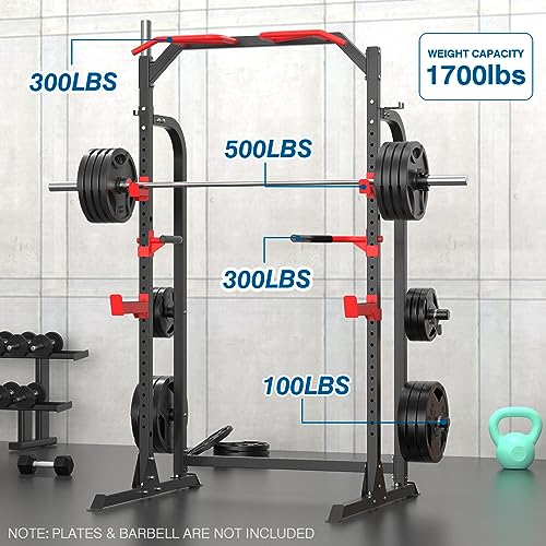 SunHome Power Cage Squat Rack with Dip Handles