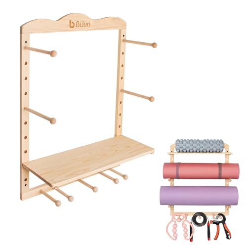 Wooden Yoga Mat Holder Wall Mount for Home Gym