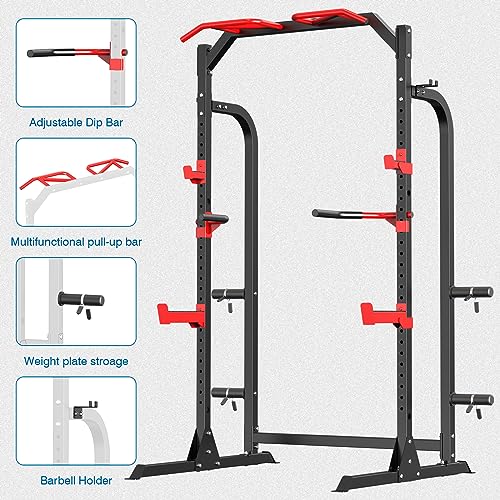SunHome Power Cage Squat Rack with Dip Handles