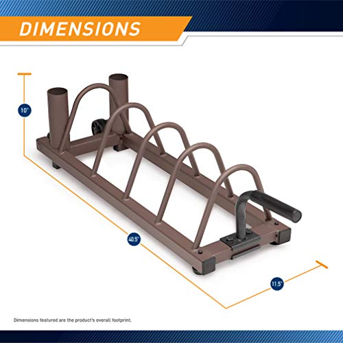 Steelbody Horizontal Plate and Olympic Bar Rack Organizer with Transport Wheels - Brown