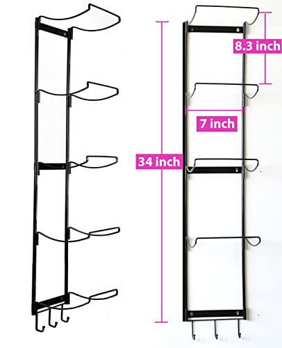 Yoga Mat Wall Mount Storage Rack with Hooks