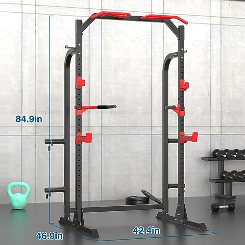 SunHome Power Cage Squat Rack with Dip Handles