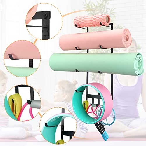 Yoga Mat & Foam Roller Wall Mount Organizer Rack