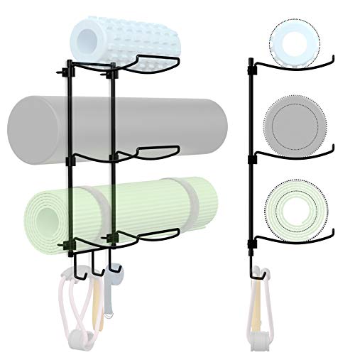 Suchek Wall Mount Yoga Mat Holder with Hooks
