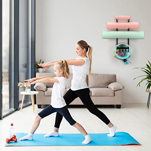 Yoga Mat & Foam Roller Wall Mount Organizer Rack
