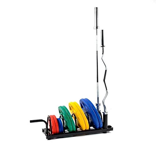 Yaheetech Horizontal Barbell Plate Rack with Handle and Wheels