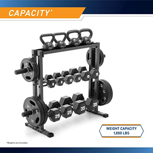 Gray Marcy Combo Weights Storage Rack: Dumbbells, Kettlebells, Plates