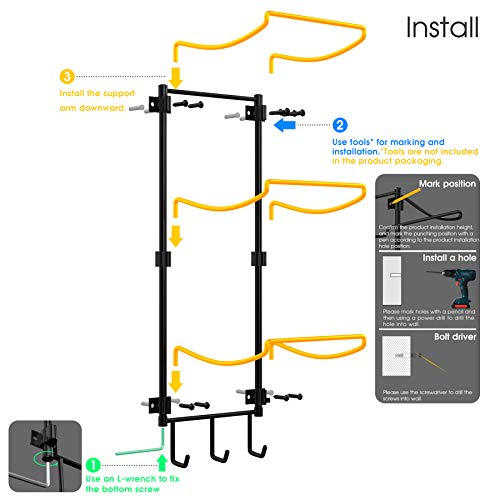 Suchek Wall Mount Yoga Mat Holder with Hooks