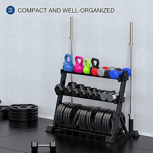 Upgraded 3-Tier Dumbbell Rack for Weight Plate Storage