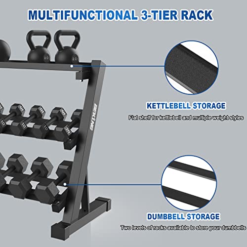 BEKING 3 Tier Dumbbell Rack, 1000lb Capacity, Home Gym