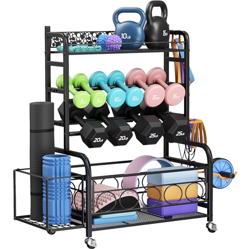 Dumbbell Rack with Wheels for Gym Equipment Storage