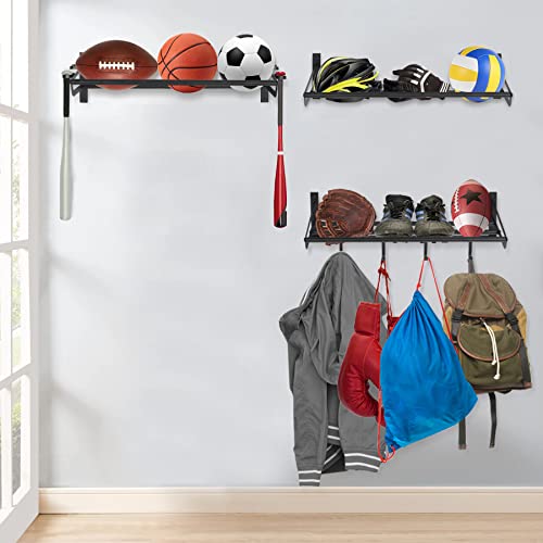 Lineslife Wall Mount Sports Equipment Storage Rack, 3 Shelf