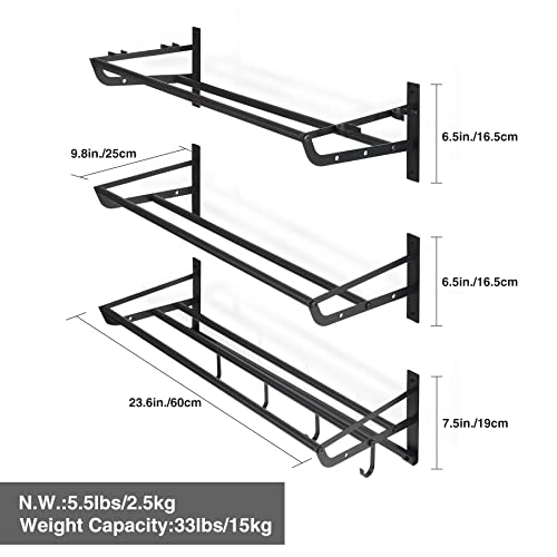 Lineslife Wall Mount Sports Equipment Storage Rack, 3 Shelf
