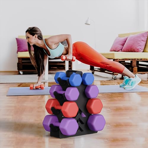 Metal Dumbbell Stand Tree Shape Storage Rack (4 Tier)