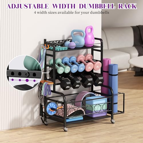Dumbbell Rack with Wheels for Gym Equipment Storage