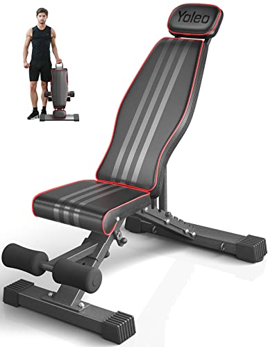 Yoleo 660LB Adjustable Foldable Weight Bench with Head/Neck/Spine Support