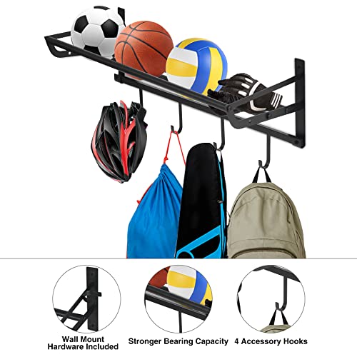 Lineslife Wall Mount Sports Equipment Storage Rack, 3 Shelf