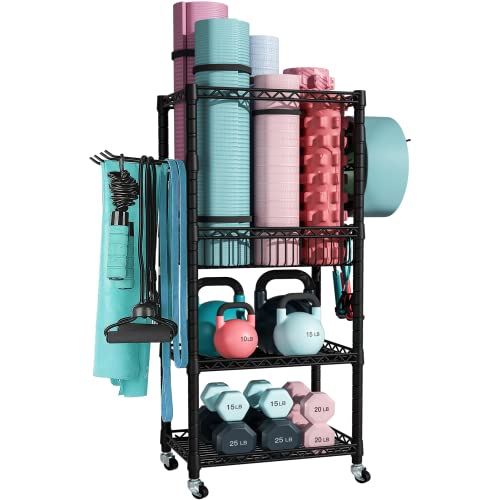 3-Tier Gym Storage Organizer for Workout Equipment, Black