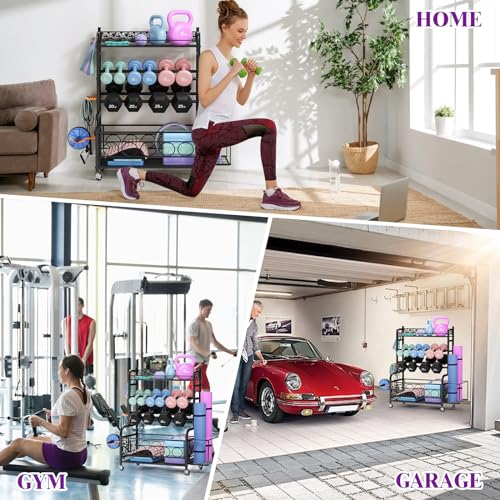 Dumbbell Rack with Wheels for Gym Equipment Storage