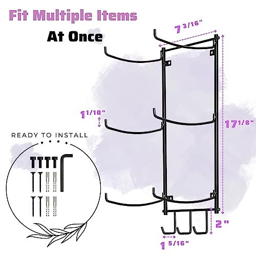 Steel Yoga Mat Rack Organizer with Hooks & Foam Roller