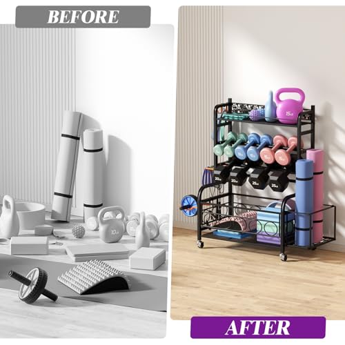 Dumbbell Rack with Wheels for Gym Equipment Storage
