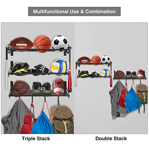 Lineslife Wall Mount Sports Equipment Storage Rack, 3 Shelf