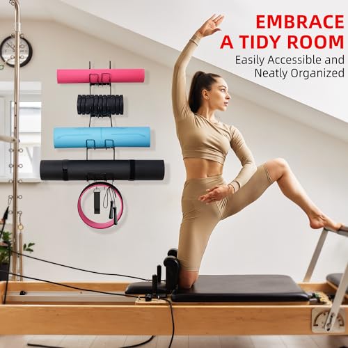 Yoga Mat Wall Organizer with 6 Hooks