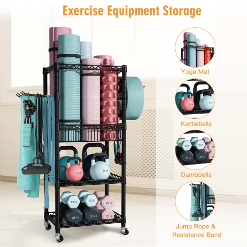 3-Tier Gym Storage Organizer for Workout Equipment, Black