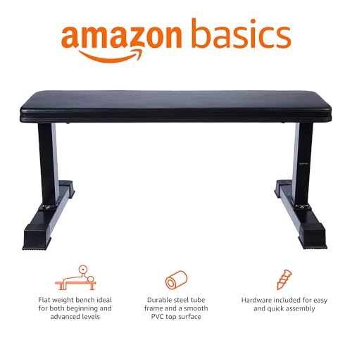 Amazon Basics Black Flat Weight Exercise Bench