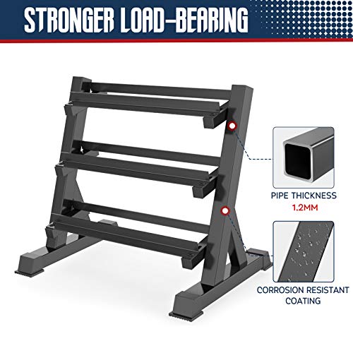 YOLEO 1100LBS Adjustable 3 Tier Dumbbell Rack Stand