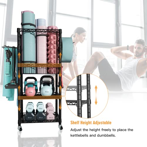 3-Tier Gym Storage Organizer for Workout Equipment, Black