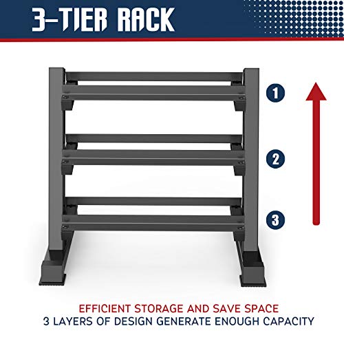 YOLEO 1100LBS Adjustable 3 Tier Dumbbell Rack Stand
