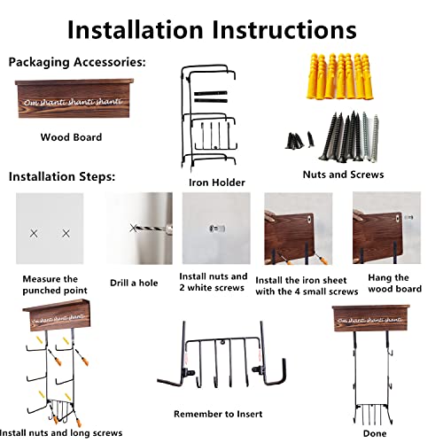 Wall-Mounted Yoga Mat Holder with Floating Shelves & Hooks
