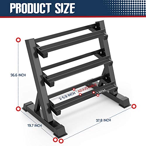YOLEO 1100LBS Adjustable 3 Tier Dumbbell Rack Stand