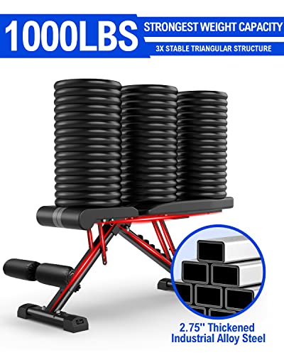 Adjustable Weight Bench - 1000lbs Capacity, 160+ Workouts
