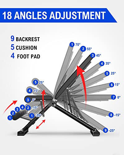 Adjustable Weight Bench - 1000lbs Capacity, 160+ Workouts