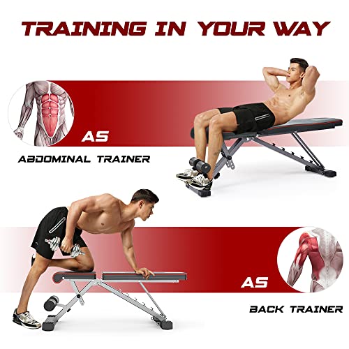 OUNUO Adjustable Foldable 660LB Weight Bench for Home Gym