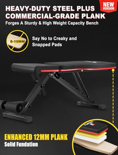 LINODI Adjustable Weight Bench for Full Body Workout