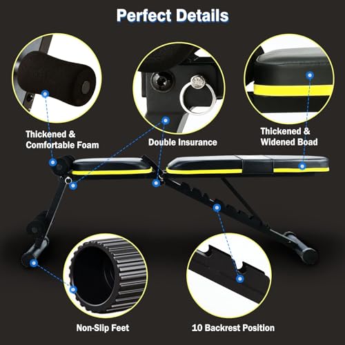 Teclor Adjustable Strength Training Weight Bench for Full Body Workout