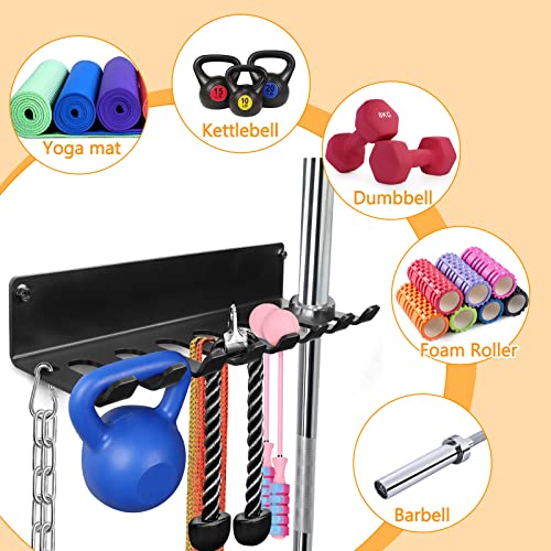 Gym Rack Organizer with Wall Mount Hooks for Home Gym