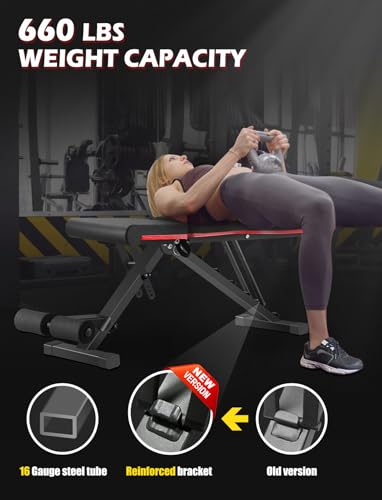 LINODI Adjustable Weight Bench for Full Body Workout