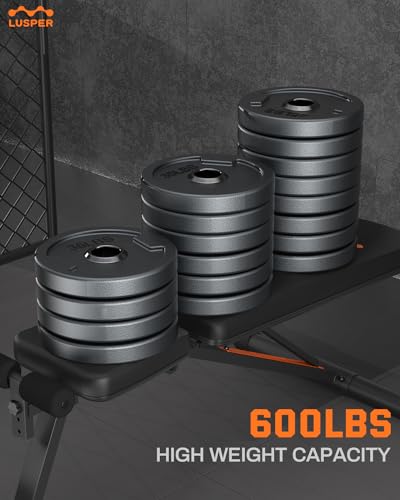 Lusper Foldable Adjustable Weight Bench - 600 Lb Stable
