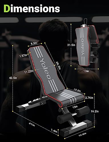Yoleo Adjustable Weight Bench for Full Body Workout