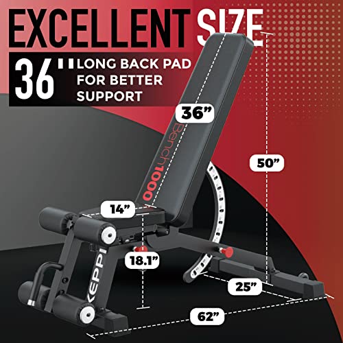 Keppi 1200LB Heavy Duty Adjustable Workout Bench Press