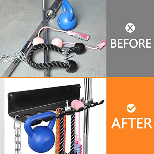 Gym Rack Organizer with Wall Mount Hooks for Home Gym